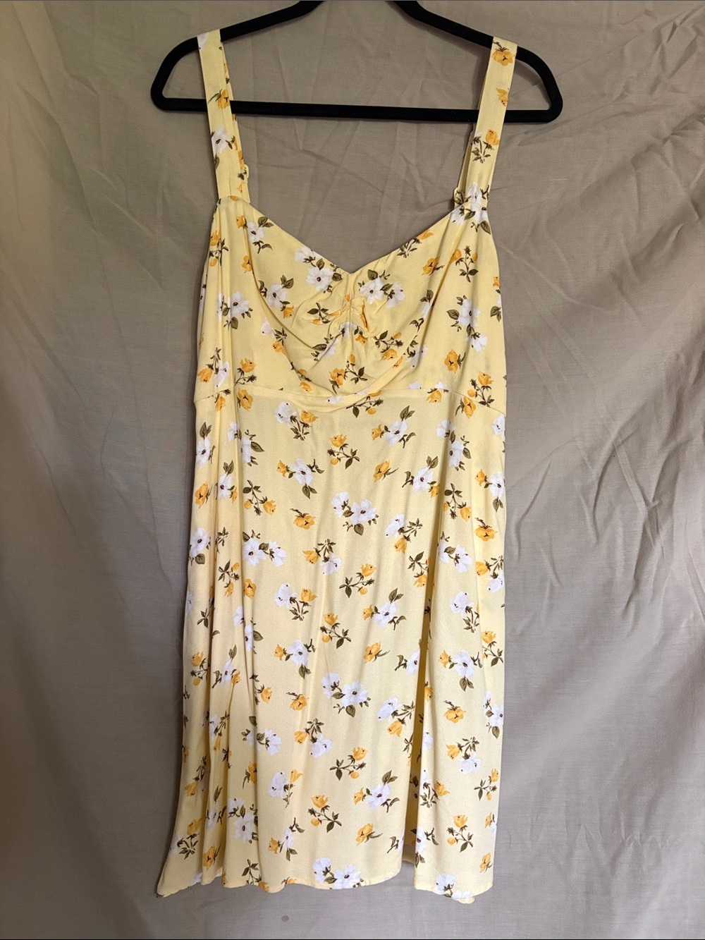 Yellow Floral Dress with Sweetheart Neckline
